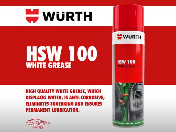 Wurth HSW 100 White Grease, Water Displacer and Lubricant with 360° Valve | 500ml Spray Can