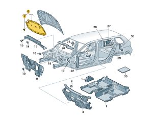 digital image of a car with different parts
