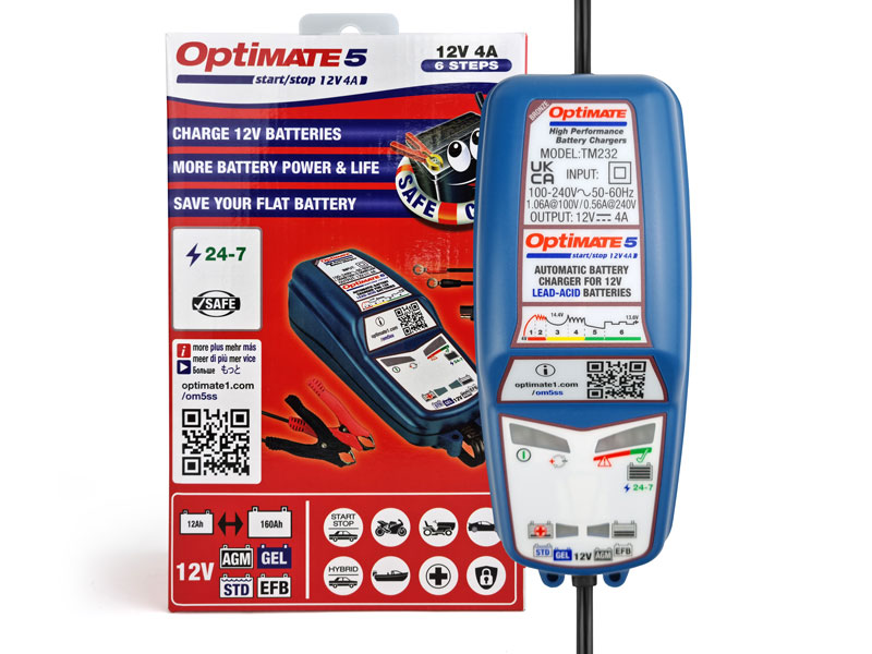 OptiMate 5 Stop Start 12V Battery Charger/Optimiser - Cox Motor Parts